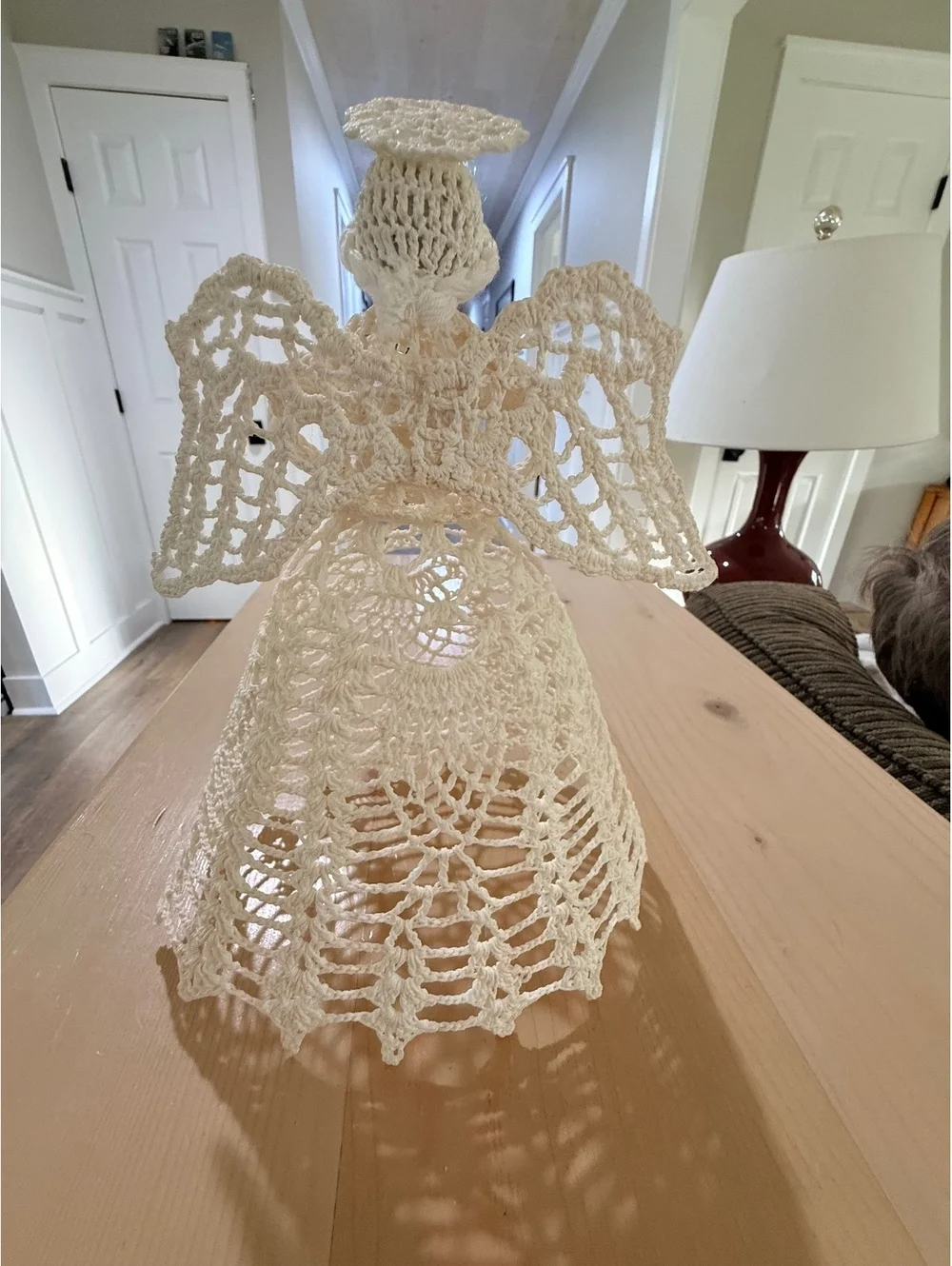 Vintage Hand-Crocheted Angel Tree Topper Decoration